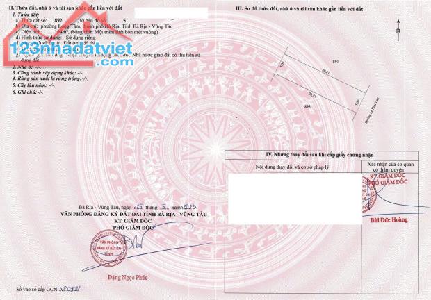 Chính Chủ Cần Bán Lô Đất Mặt Tiền Vị Trí Đẹp Tại Bà Rịa Vũng Tàu - 1
