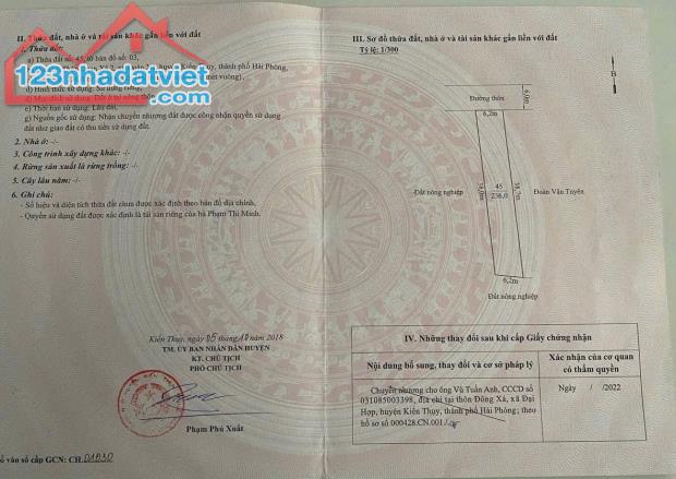 Bán đất Đoàn Xá - Kiến Thụy - Hải Phòng