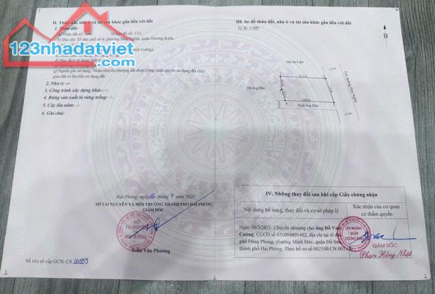 Bán lô đất Mặt đường Hoà Nghĩa, Dương Kinh, Hải Phòng - Lô góc 2 mặt tiền