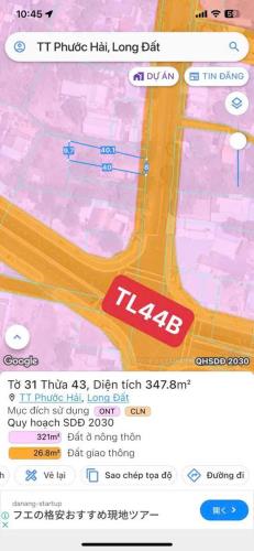 HÀNG HIẾM CÒN SÓT LẠI LÔ ĐẸP THỊ TRẤN PHƯỚC HẢI - SÁT ĐƯỜNG TL44B