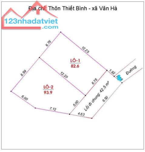 Chính chủ gửi bán 2 mảnh 82,6m và 93,9m tại thôn Thiết Bình - Vân Hà - Đông Anh.