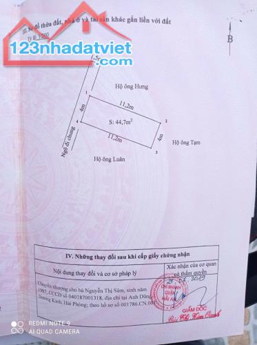 Chính chủ gửi bán lô đất 990 triệu  ngõ  Cát Vũ, Tràng Cát, Hải An Hải Phòng - 2
