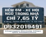HÀ ĐẸP HẺM 8M – 4 TẦNG – XE HƠI NGỦ TRONG NHÀ – LÊ VĂN THỌ – GIÁ 7.65 TỶ