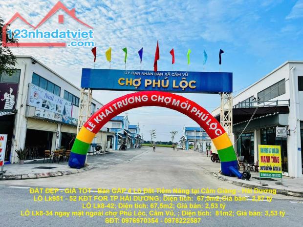 ĐẤT ĐẸP - GIÁ TỐT - Bán GẤP 4 Lô Đất Tiềm Năng tại Cẩm Giàng - Hải Dương