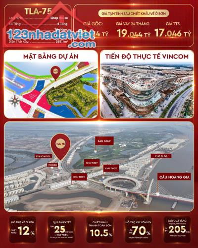 📢📢📢 Siêu phẩm shophouse TLA-75, vài bước ra Vincom Mega mall, xẻ khe xây 4 tầng ngang 6