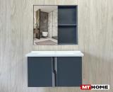 Tủ Lavabo Nhà Tắm Nhôm 2 Cánh Màu Ghi 60cm MTTN-7641