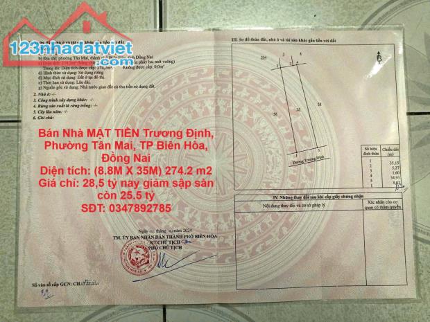 Bán Nhà MẶT TIỀN Trương Định, Phường Tân Mai, TP Biên Hòa, Đồng Nai