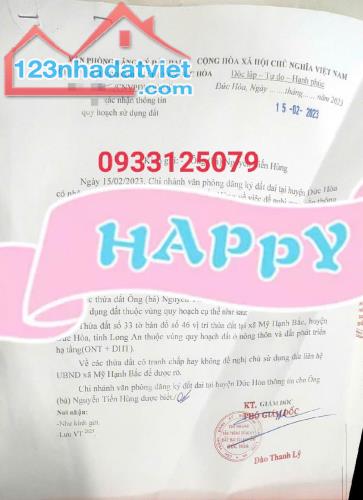 GIÁ TỐT - CHÍNH CHỦ Cần Bán Lô Đất Nền Full Thổ Cư Tại Xã  Mỹ Hạnh Bắc, Đức Hòa, Long An. - 1