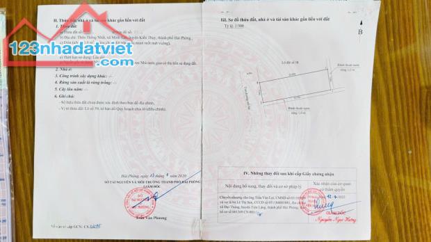 Bán lô đất đẹp tại Thôn Thống Nhất, Minh Tân, Kiến Thụy, Hải Phòng - Diện tích : 161m²
