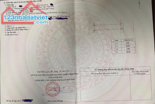 Chính chủ muốn bán mảnh đất 130m ở phường Hùng Vương thành phố Phúc Yên. - 4