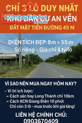 Đồng Nai - Trảng Bom, Chính chủ Bán 3 Lô Đất Thổ Cư - mặt tiền đường lớn 45m liền kề, - 1