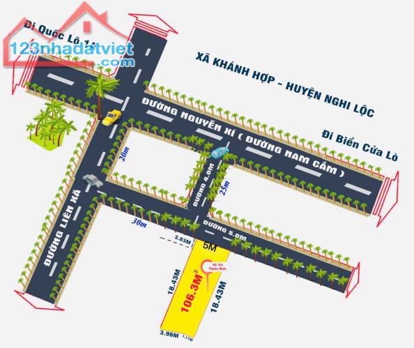 Mở bán lô đất khánh hợp, Nghi Lộc lối 2 đường Nguyễn Xí. Vị trí đắc địa - Trung tâm khá - 1