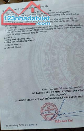 Bán lô đất Bình Sơn - Ninh Thọ - Ninh Hoà dt 897m2 Giá : 3tỷ lh e Trinh - 1