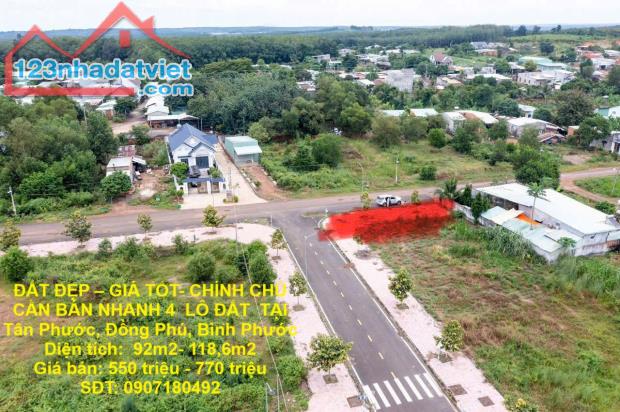 ĐẤT ĐẸP – GIÁ TỐT- CHÍNH CHỦ CẦN BÁN NHANH 4  LÔ ĐẤT  TẠI Tân Phước, Đồng Phú, Bình Phước
