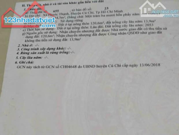 BÁN NGỘP LÔ ĐẤT Ở PHƯỚC THẠNH CỦ CHI 135M2 GIÁ 520 TRIỆU - 1