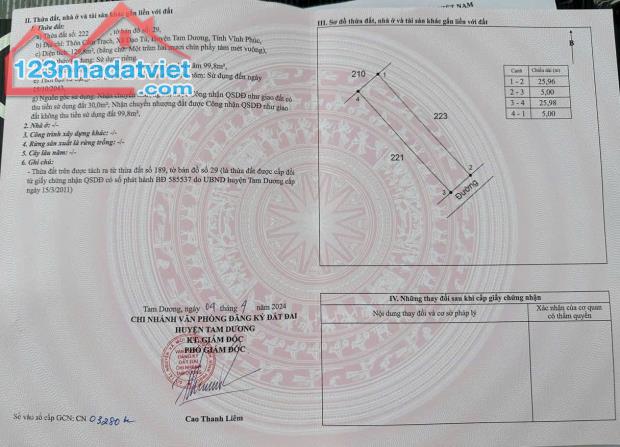 Bán đất tại Cẩm Trạch, Đạo Tú, Tam Dương, Vĩnh Phúc. Giá chỉ 670 triệu - 2