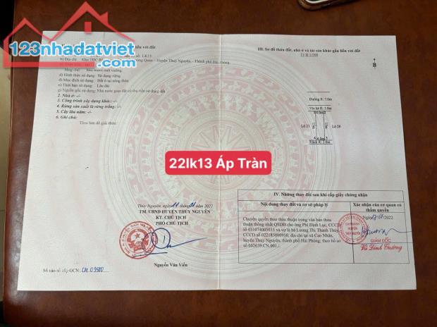 Chỉ 3,xx tỷ Lk13 CỰC HIẾM view biệt thự Áp Tràn Thuỷ Nguyên Hải Phòng - 1