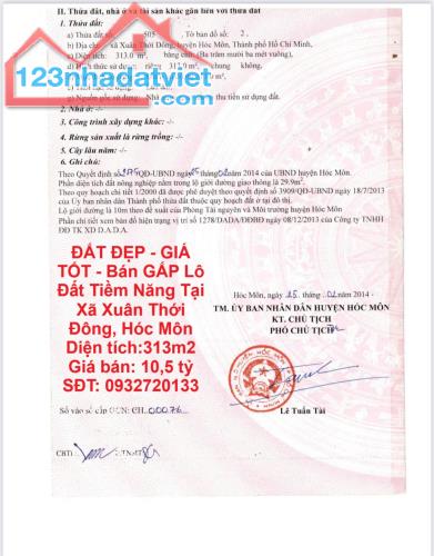 ĐẤT ĐẸP - GIÁ TỐT - Bán GẤP Lô Đất Tiềm Năng Tại Xã Xuân Thới Đông, Hóc Môn
