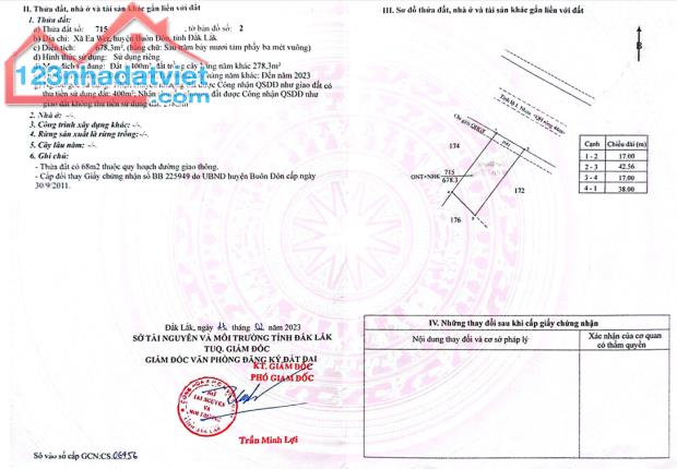 Đất 400 m2 thổ cư, 17m Mặt tiền Tỉnh lộ 1 - Huyện Buôn Đôn - Đăk Lăk, giá chỉ 170 tr/m - 4