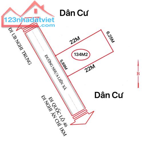 Đất xóm 10 , Nghi Trung , Nghi Lộc 1 lô duy nhất giá F0 bám đường nhựa liên xã