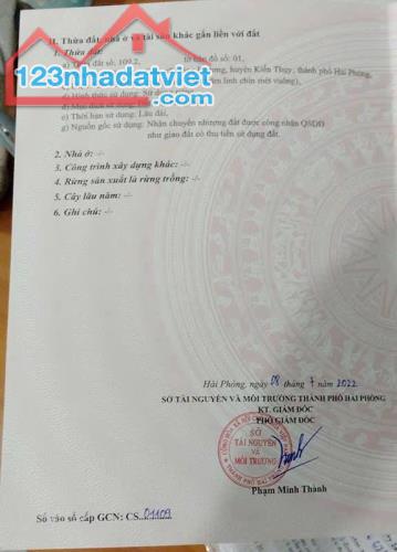 Bán đất Đông Phương - Kiến Thụy - Hải Phòng