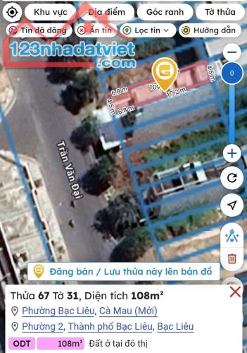 Bán nền tiếp giáp mặt tiền đường Trần Văn Đại, Phường 2, TP. Bạc Liêu, tỉnh Bạc Liêu - 2