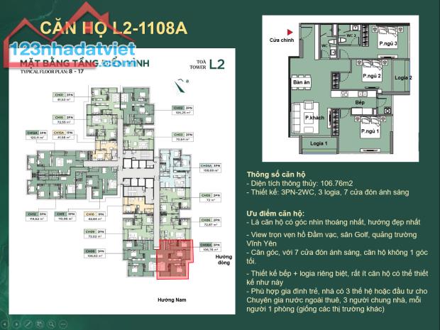 Bán Căn Hộ 106m² – 3PN Luxora Vĩnh Yên, Thiết Kế Đẹp, View Triệu Đô