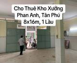 Cho thuê kho xưởng Phan Anh, quận Tân Phú, 8x16m, 1 lầu, 20 triệu