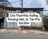 Cho thuê kho xưởng đường khuông việt quận tân phú, 300m2
