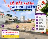 ĐẤT LINH XUÂN - DIỆN TÍCH 68M² - HẺM Ô TÔ  -  SỔ HỒNG RIÊNG