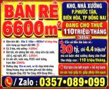 BÁN RẺ 6600m2 KHO, NHÀ XƯỞNG P.PHƯỚC TÂN, BIÊN HÒA, TP ĐỒNG NAI, ĐANG CHO THUÊ 110TR/THÁNG