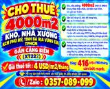 4000m2 CHO THUÊ KHO, NHÀ XƯỞNG KCN PHÚ MỸ, TỈNH BÀ RỊA VŨNG TÀU, TPHCM GẦN CẢNG BIỂN